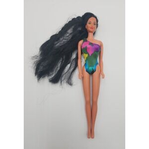 VTG 1985 Mattel Tropical Miko Barbie Doll, Long Black Hair Brown Eyes‎ & Clothes